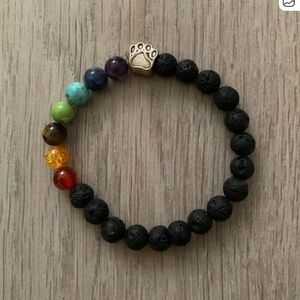 🆕 Boutique Multicolor Beaded Bracelet Black Lava Stones